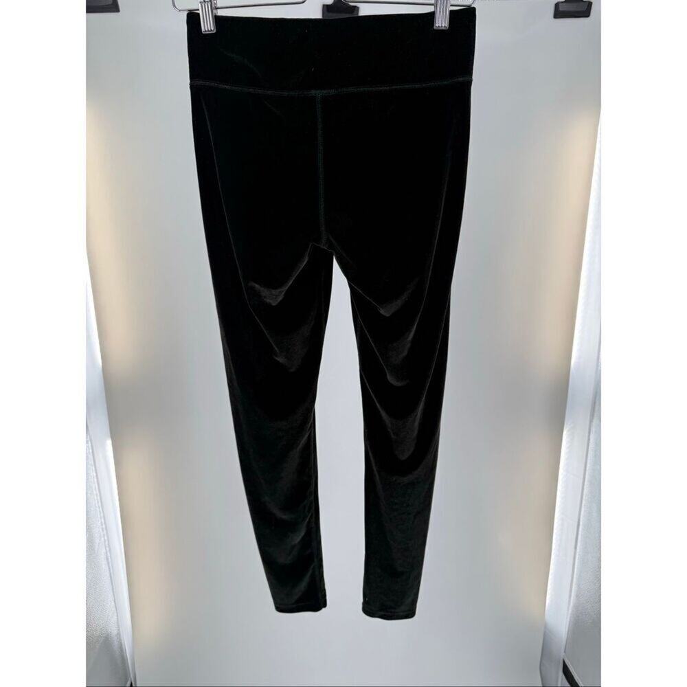 Victoria's Secret PINK Deep Green Velvet Leggings Embroidered Logo Size Medium - Picture 3 of 5